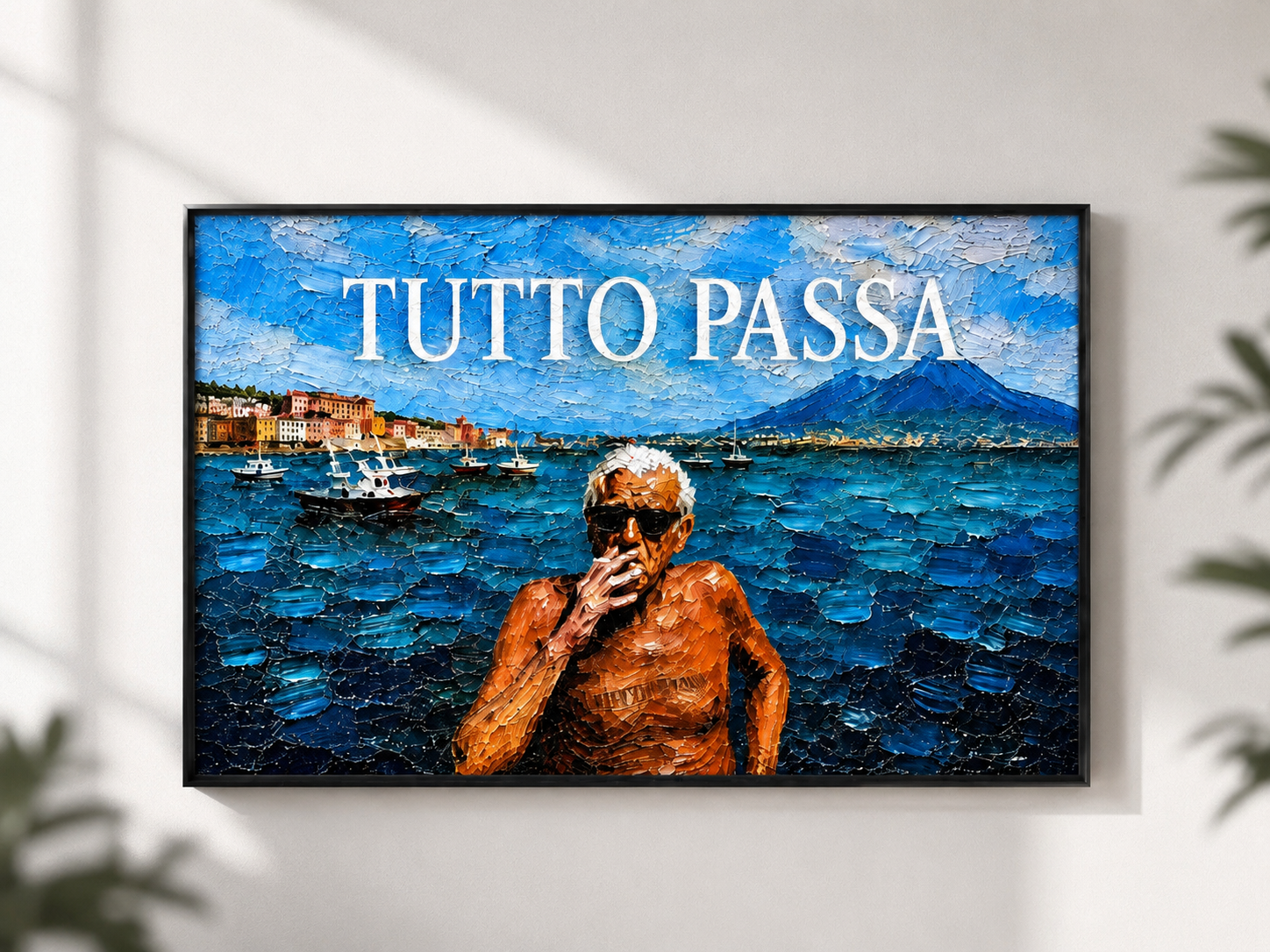 Tutto Passa — framed canvas print mockup on a wall