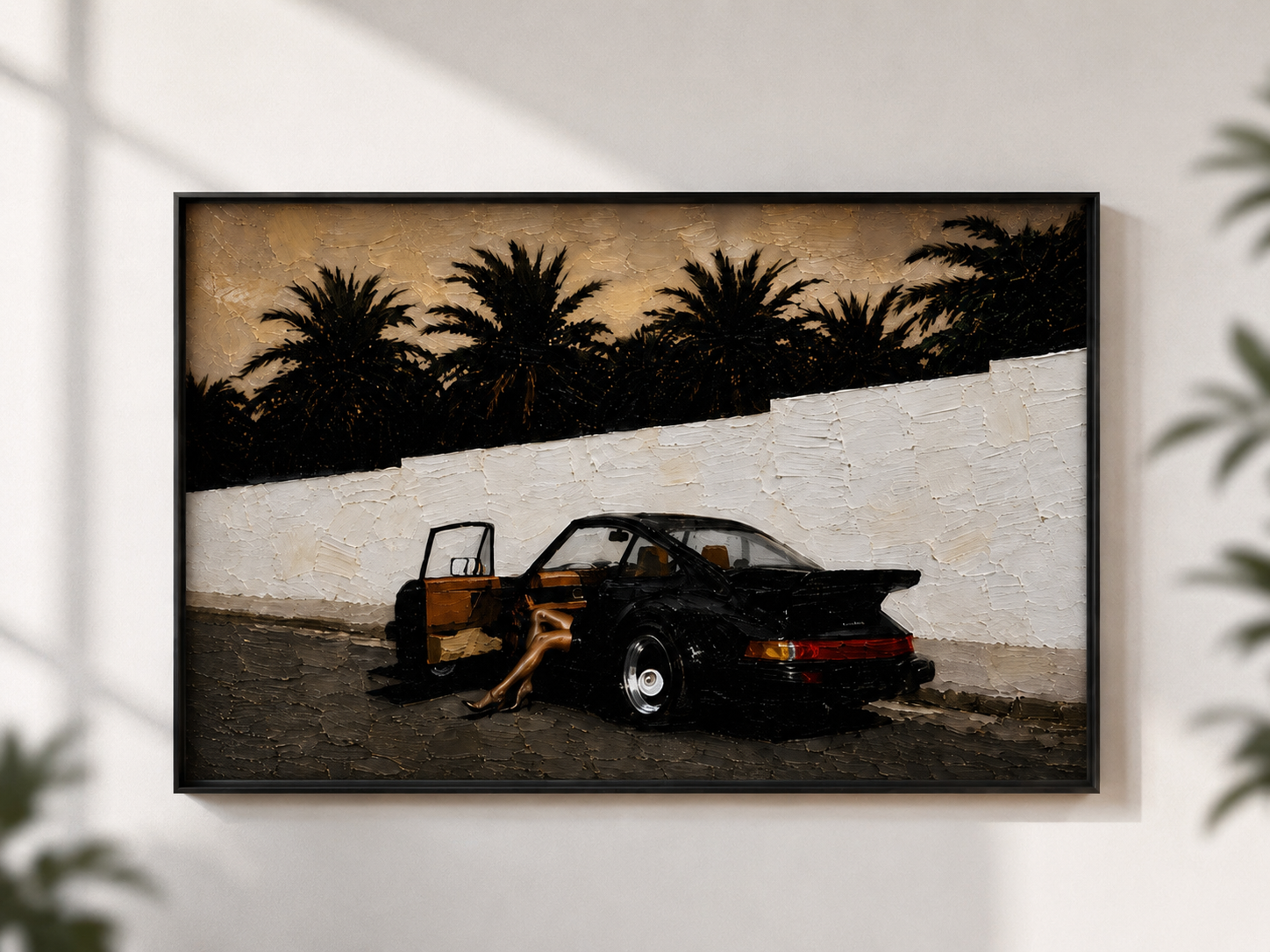Midnight Turbo — framed canvas print mockup on a wall